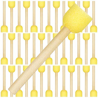Outus 40 Pieces Round Sponge Foam Brush Set Paint Sponge Daubers with Wooden Handle Foam Stencil Brush Painting Tools for Kids Painting Crafts(0.8 Inch) - size: 0.8 Inch