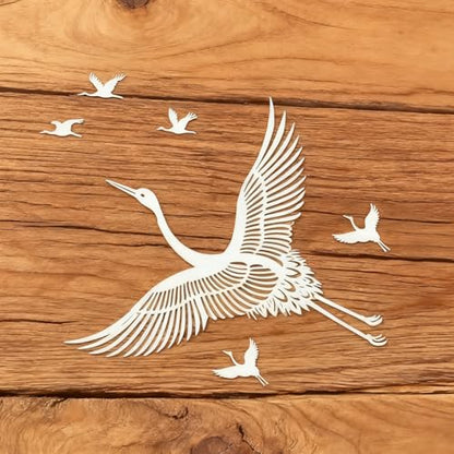 TIAMECH A4 Reusable Crane Stencil for Painting | Flying Bird Longevity Symbol Layering Template, DIY Wall Art, Furniture & Crafts (8.3x11.7inch) - style: Crane