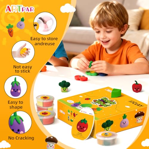 ARTPAR Air Dry Clay Kit for Kids - 12 Vegetable Modeling Magic Clay Set - color: Yellow Vegetable Kit