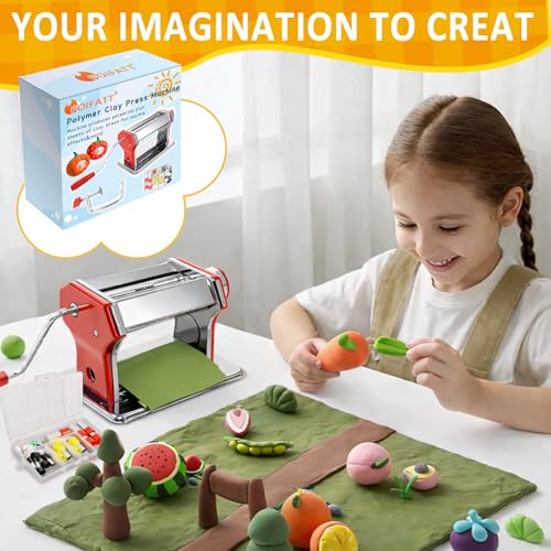 Polymer Clay Press Machine, Clay Conditioning Roller, 6 Thickness Settings - color: Red Clay Press