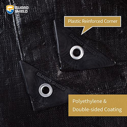 GUARD SHIELD Tarps Heavy Duty Waterproof 16x20 Feet Black Poly Tarp Cover Outdoor Thick UV Resistant Tarpaulin with Grommets 10mil - color: Black, size: 16x20