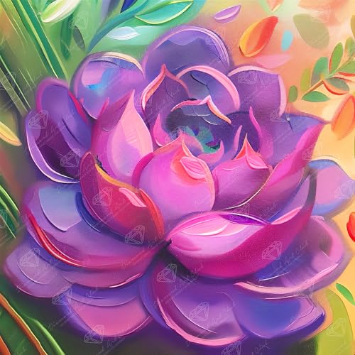 DIAMOND ART CLUB Lolite Succulent Diamond Art Kits for Adults | Premium Diamond Painting Kit, Fun DIY Crafts for Adults, Round Diamond Art Canvas, 9" x 9" (22.8 x 22.8 cm) - color: Lolite Succulent