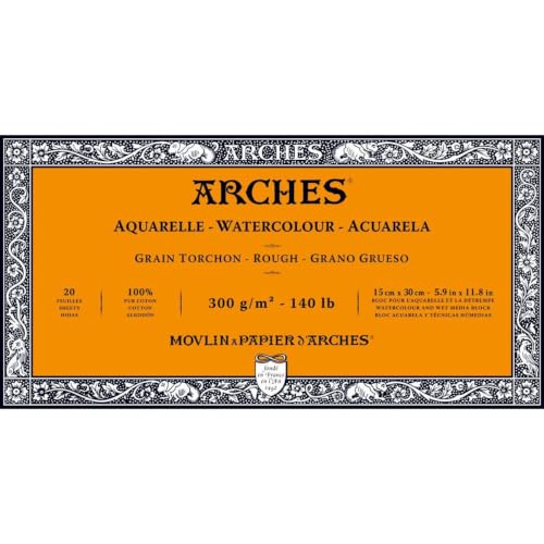 Arches Watercolor Paper Block, Rough, 5.9" x 11.8", 140 pound - size: 5.9"x11.8", style: Rough