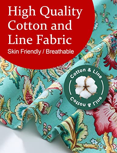 Cozy Adjustable Cross Back Aprons for Women with Pockets Cotton Linen Cooking Kitchen Baking - color: Noble Flowers