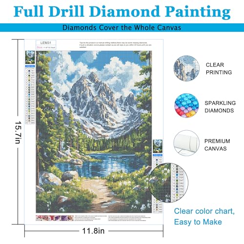 LELEMON Diamond Art Kits for Adults,Diamond Painting Kits for Adults | Rocky Mountain National Park 5d Diamond Painting Kit with Diamond Art Accessories for Home Wall Decor 12 x 16inch - color: Rocky Mountain National Park