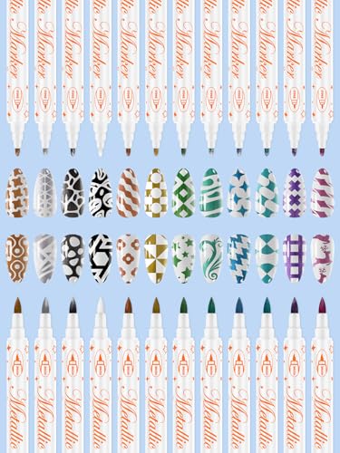 12 Colors 3D Nail Art Pens Set Kalolary Double-headed Nail Point - color: P