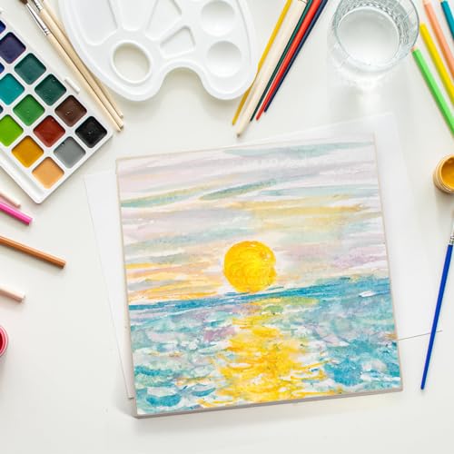 10 Pack Unfinished Wood Panels, 8 x 8 Inches Birch Wooden Cradled Painting Panel Canvas Boards for Watercolor, Arts and DIY Crafts, Easel Display, Use with Oils, Acrylics