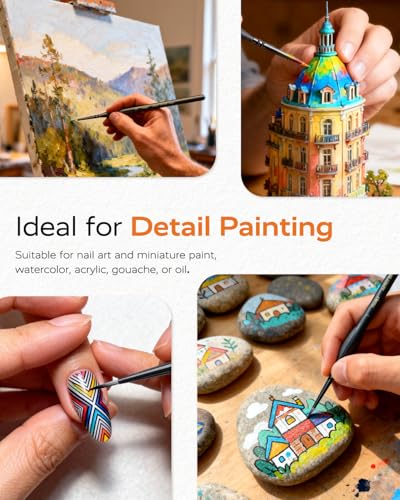 JusArt 10-Piece Detail Paint Brush Set, Miniature Paint Brushes for Models, Acrylic Oil Watercolor, Professional Fine Detail Brushes for Adults & Miniature Painters
