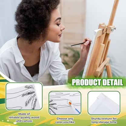 Sherr 20 Pcs Stretched Pre Drawn Canvas Afro Queen Black Art for Painting for Adults Outline Pre Drawn Stretched Cotton Canvas to Paint Party Set, 8 x 10''(Landscape) - style: Landscape