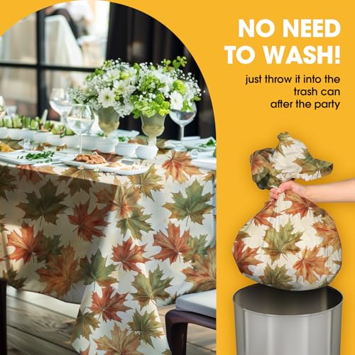 Niuara Fall Maple Plastic Table Cloth Disposable, 4 Pack, 54 x 108 in | Rectangle, 6 ft Tables, Fall Thanksgiving Party, Holiday Gathering - color: Fall Maple, size: 54" x 108" - 4 Packs