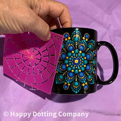 Super Flex Silicone Stencil Set - Dotting Tools - Happy Dotting Company - 2 pc Mandala Stencils - Ideal for Stone Art, Mugs, Bottles