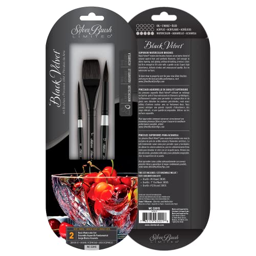Silver Brush Limited Black Velvet Basic Watercolor Paintbrush Set, 3pc - color: Basic Watercolor Set, size: 3 Pc