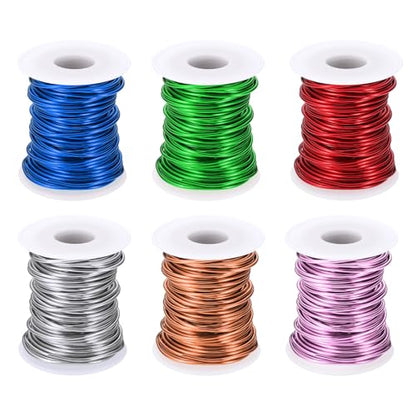 PATIKIL 12 Gauge 2 mm Aluminum Craft Wire, 49.2 ft Metal Wire 6 Roll Armature Bendable Wire for Jewelry Making Metal Wrap DIY, Green/Light Pink/Rose Gold/Red/Sapphire Blue/Silver - color: Green/Light Pink/Rose Gold/Red/Blue/Silver, size: 12 Gauge
