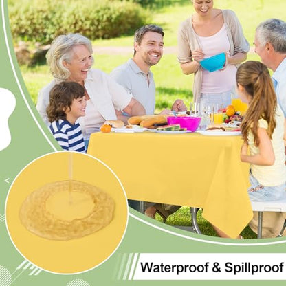 misaya 6 Packs Plastic Table Cloth Yellow Disposable Tablecloth - color: Yellow, size: 54" X 108"