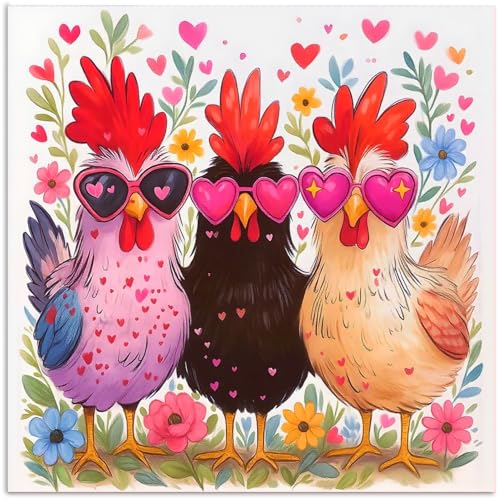 CRZMODE Chicken Day Paint by Numbers Kit for Adults, Chicken Paint by Numbers for Adults, Acrylic Painting Crafts for Home Decor Gift (16x16 inch) - color: Chicken(16X16")
