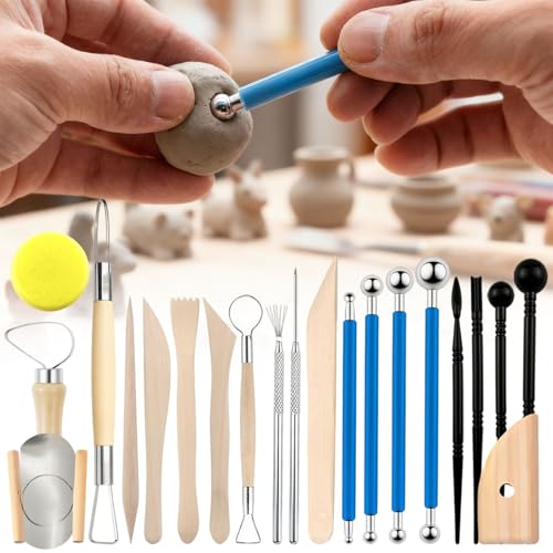 Basic Clay Pottery Carving Tools: 22Pcs Professional Sculpting Set for Home Use for Adult Beginners and Hobbyists - size: 22pcs