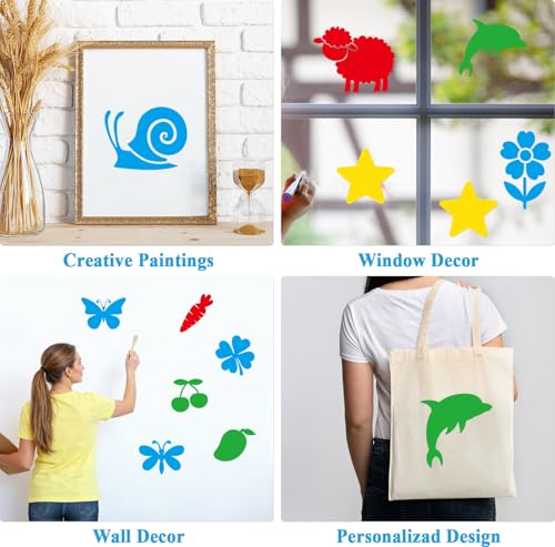 36pcs Drawing Stencils for 8 Inch Sidewalk Chalk Stencils Painting Large Washable Reusable Themed Shape Template - style: Learning