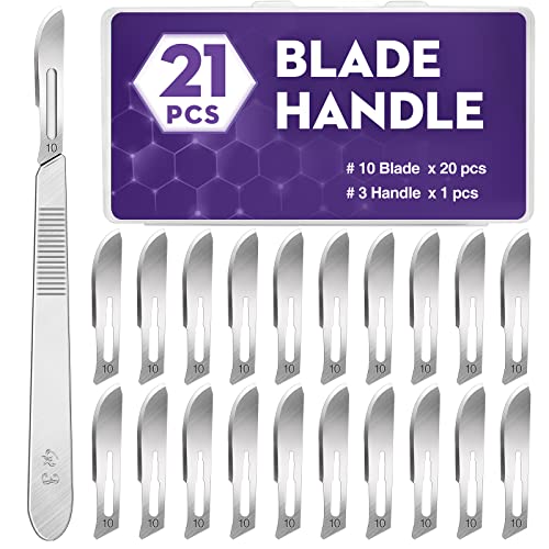 YixangDD 21PCS 20 Scalpel Blades with #10 Scalpels Surgical Sterile Blades - color: Stainless-steel