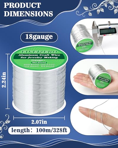 FIVEIZERO 18 Gauge Wire Aluminum Craft Wire,328ft Sliver Jewelry Wire - size: 18 Gauge