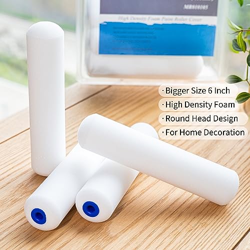 Mister Rui Foam Paint Roller, 36 Pack, 6 Inch High Density Foam Paint Roller Covers, Sponge Paint Rollers, Mini Rollers, Small Paint Rollers for Painting Walls, Cabinets, Doors - color: 36 Pcs 6" Foam Roller Cover