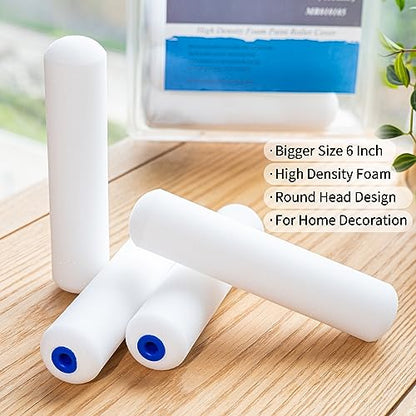 Mister Rui Foam Paint Roller, 36 Pack, 6 Inch High Density Foam Paint Roller Covers, Sponge Paint Rollers, Mini Rollers, Small Paint Rollers for Painting Walls, Cabinets, Doors - color: 36 Pcs 6" Foam Roller Cover