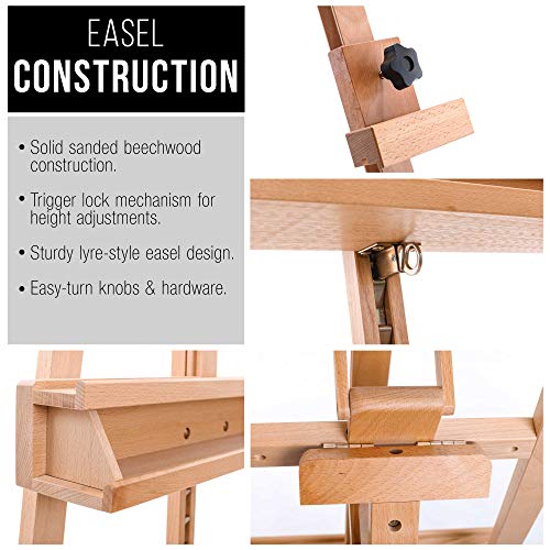 U.S. Art Supply 64" to 89" Sturdy Sunset Medium A-Frame Wood Easel