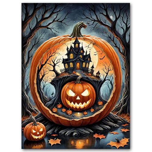SUJINMEI Pumpkin Paint by Numbers Kit for Adults Without Frame 16X20 inch | Halloween House Adult Paint by Number Kits on Canvas, Pumpkin Paint by Numbers for Adults, Acrylic Paints for Home Wall Decor - color: MT23073-US