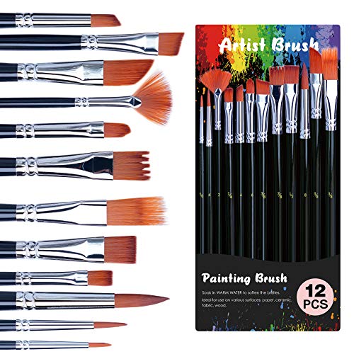 Acrylic Paint Set with 12 Art Brushes, 36 Colors (2 oz/Bottle) Acrylic Paint for Painting Canvas, Wood, Ceramic and Fabric, Paint Set for Beginners, Students and Professional Artist, Rich Pigments - style: 36 Colors Acrylic Paint 2 fl oz/60 ml-2
