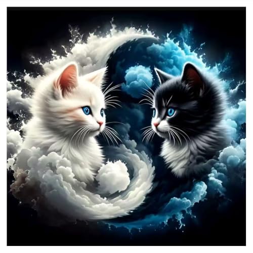 hill froeistung Cat Diamond Art Painting Kits for Adults | Taichi Cat Diamond Art for Beginners, 5D DIY Full Drill Round Gem Art Craft Home Wall Decor Gift 12x12 inch - color: HF-A099
