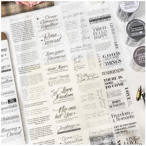 PET Tape Stickers for Scrapbooking Supplies, Lettering Stickers for DIY - color: Romance