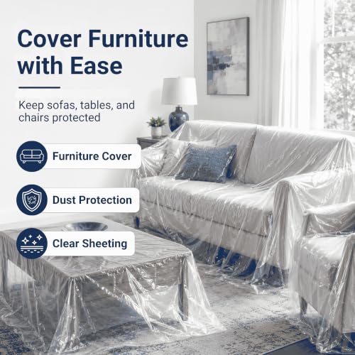 VICMORE Clear Plastic Drop Cloth for Painting, 9 x 12 Ft