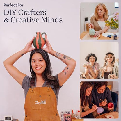 Sculpd Pottery Kit for Adults, Air Dry Clay with Tools, Pastel Tones - style: Gloss Varnish with Pastel Tones