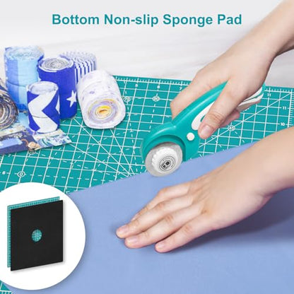 Headley Tools 12"x12" Rotating Cutting Mat, Self Healing Mat with 360-Degree Rotation & Anti-Slip Base, Sewing Board Cutting Mat Perfect for Fabric Quilting Leather Hobby Project, Turquoise - color: Turquoise, size: 12"L x 12"W