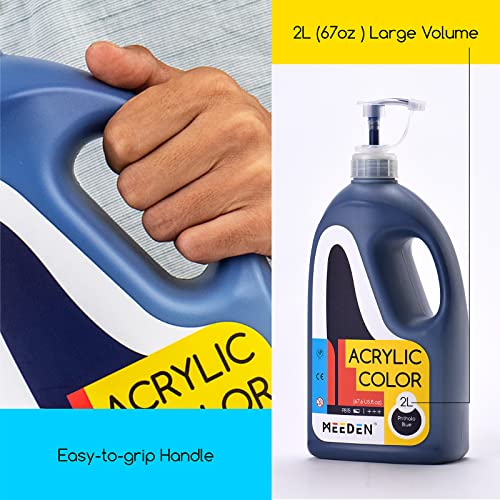 MEEDEN Phthalo Blue Acrylic Paint with Pump Lid, 1/2 Gallon (2L /67.6 oz.) Heavy-Body Non-Toxic Rich Pigment Color, Perfect for Art Class, Wall Painting, Painting Party & Creative DIY - color: Phthalo Blue