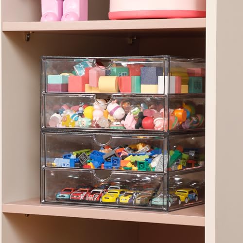 Clear Desk Drawer Organizer, 6 Drawers, Plastic | Stackable Desk Organizers and Accessories, For Pencils, Books, Art Crafts, Makeup, For Home Office, Bathroom, Kitchen - size: 6 Drawers