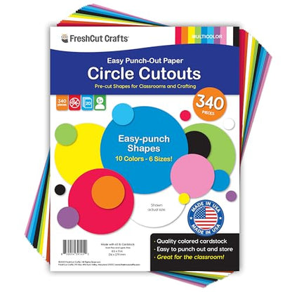 Circle Cutouts, Multicolor, 0.5-4 in, 340 Piece