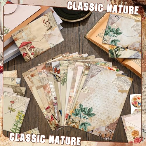 TaoBary 160 Pcs Nature Vintage Stationery Paper and Envelopes Set - size: 5.5 x 8.25 Inch, style: Nature Vintage Style
