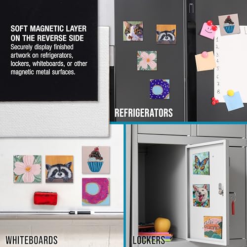 U.S. Art Supply Mini Magnetic Canvas Panels, 24 Pack, 4x4 Inch Square - size: 4" x 4"