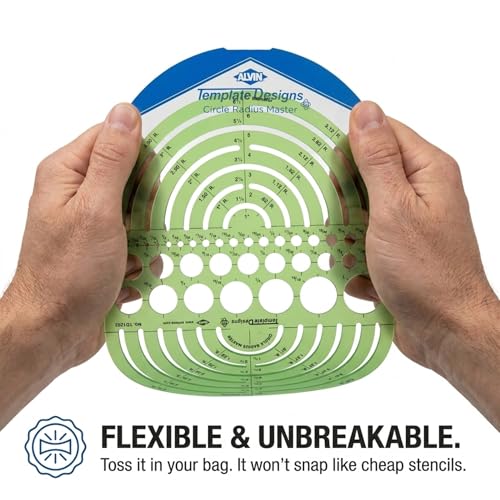 ALVIN Circle Radius Master Template TD1202, Template for Artists, Architects, Design and Drafting, 3/64th" to 7.5" scale - style: Circle Radius Master