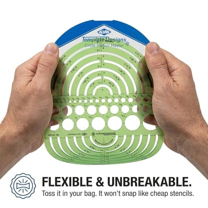 ALVIN Circle Radius Master Template TD1202, Template for Artists, Architects, Design and Drafting, 3/64th" to 7.5" scale - style: Circle Radius Master