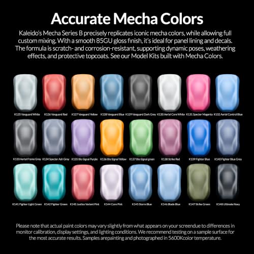 Gaahleri Kaleido Water-Based Acrylic Airbrush Paint Kit 24Mecha Color Set B | Pre-Thinned, High Gloss, Fast-Drying, with Thinner & Cleaner - color: 24 Mecha Colors Set B
