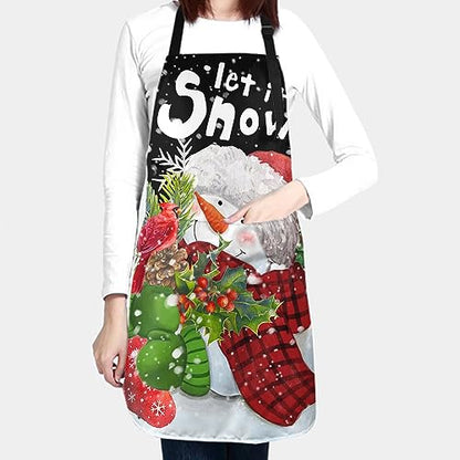 Imiss Waterproof Stain-Resistant Cooking Chef Aprons for Grill BBQ Baking 27 X 31 Inch - color: Let It Snow