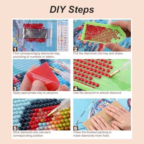 Acudotr Stone Diamond Painting Kits for Adults,Beach Landscape 5D DIY Diamond Art Kits for Beginners, Full Drill Diamond Painting Kits for Home Wall Decor, 12x12 Inch