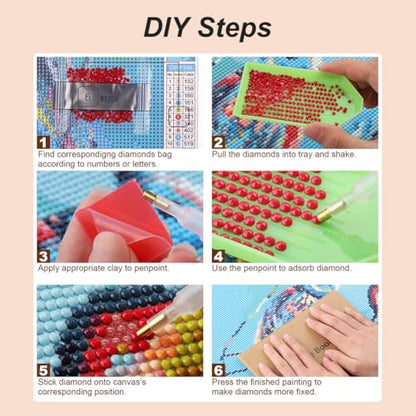 Acudotr Stone Diamond Painting Kits for Adults,Beach Landscape 5D DIY Diamond Art Kits for Beginners, Full Drill Diamond Painting Kits for Home Wall Decor, 12x12 Inch