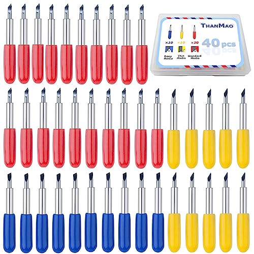 THANMAO 40 Pcs Replacement Blades Compatible with Explore Air 2/Air 3 /Maker/Maker 3/4 Cutting Machines - includ 10PCS Fine-Point Blades, 20PCS Standard Blaeds and 10PCS Deep Cutting Blades - color: Multicolored 40 Pcs