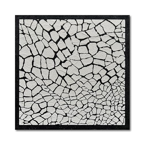 Art 24x24 inches Hand-Painted Black and White Textured Art Oil Painting in Modern Abstract Style - Suitable for Wall Decoration in Home Office - color: Yi130