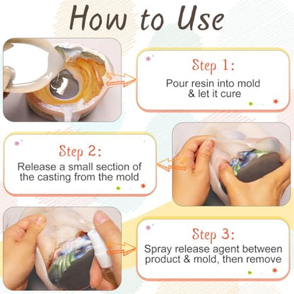 Mold Release Spray 60ml, Non-Stick Silicone Agent for Resin, Squishy, Candle