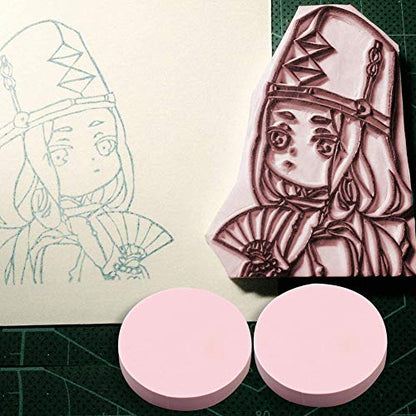 8 Pcs 2"x2" Pink Rubber Carving Blocks for Stamp Soft Rubber Crafts, Soft and Easy to Carve (Round) - size: Round