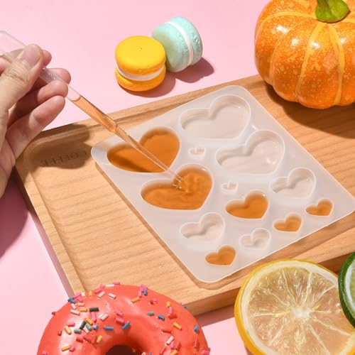 5 Pcs Jewelry Resin Molds - Silicone Heart Resin Casting Molds for Epoxy & Jewelry Making - color: 5pcs-135x120x8.5mm-heart resin silicone mold