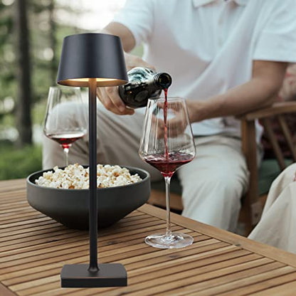 Rechargeable led Cordless Desk lamp, Aluminum, Dimmable, Suitable for Indoor and Outdoor Lighting (Black)
